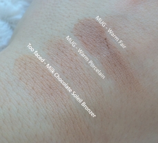Makeup Geek Contour Powders Pans Colors Swatches Review dupe milk chocolate soleil bronzer too faced vs comparison.JPG