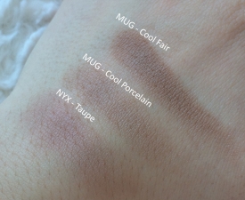 Makeup Geek Contour Powders Pans Colors Swatches Review dupe Nyx Taupe blush vs comparison.JPG